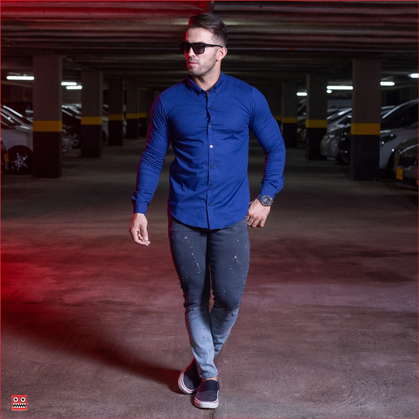 ref 1554 2 Camisa ML azul oscuro, tela algodon 98% + 2% expande. $65.000