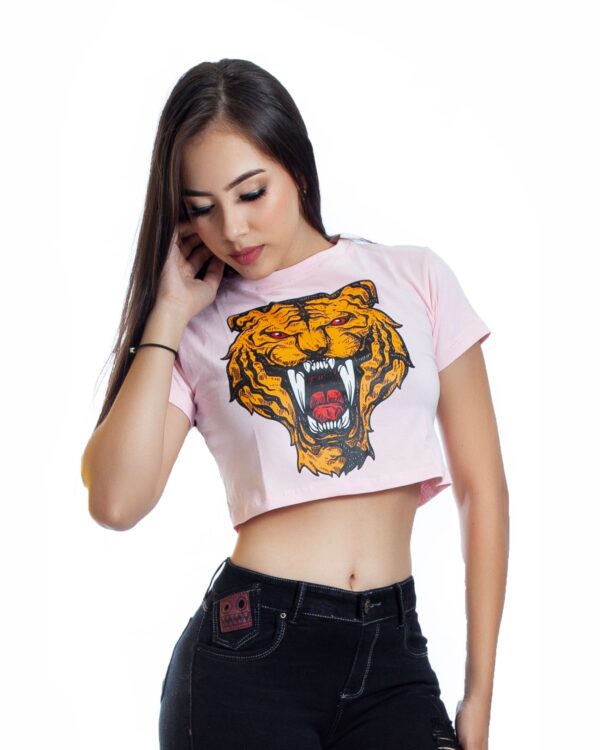 ref 1683 5 trop top rosado tigre colmillos, tela en algodon, talla S M L $37.000 – copia