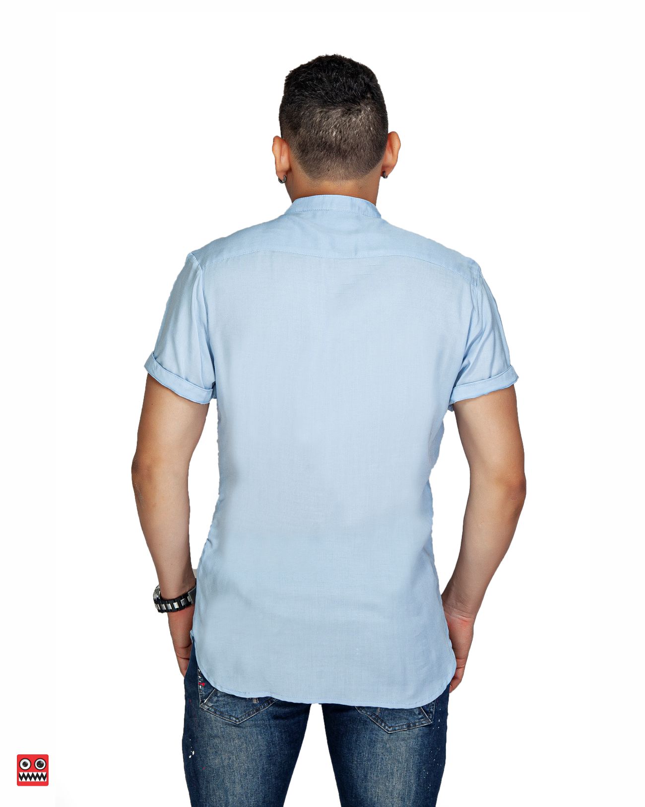 ref 1784 02 Camisa MC azul claro , tela fria 100% viscosa.
